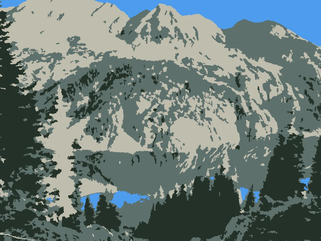 Actual app output at the image-preview stage: 4-color Balanced version, 1,292 regions. Not a photo of a print.